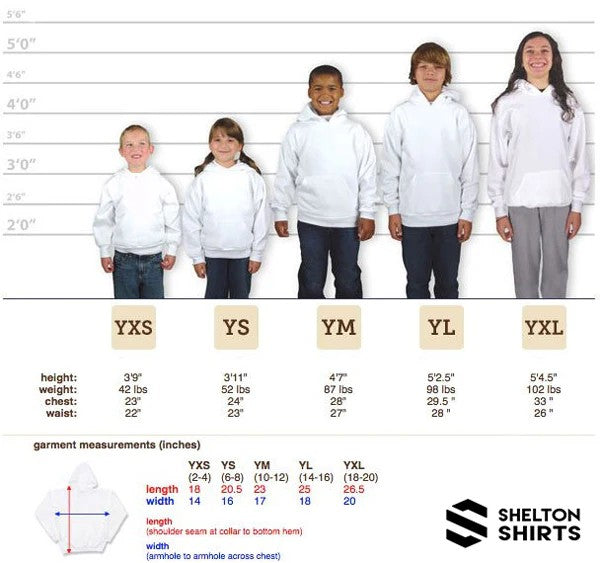 Kids Hoodie - size guide