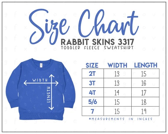 Toddler Sweatshirt - size guide